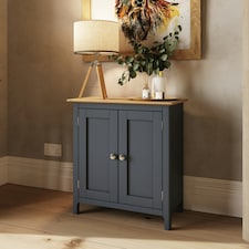 Taberno Oak 2 Door Compact Sideboard Graphite Blue Blue