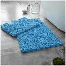 VELVETIO Loop Bath Set Anti Slip Water Absorbent Soft Bathroom Rugs Blue | Turquoise