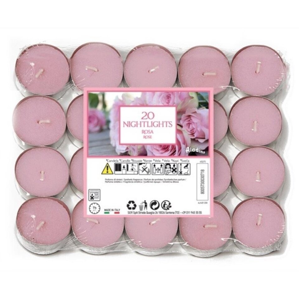 Aladino Rose Tea Lights (Pack of 20) | Pink | Pink | One Size | 1