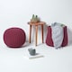 image 6 of Homescapes Plum Round Cotton Knitted Pouffe Footstool - 35 x 40 cm