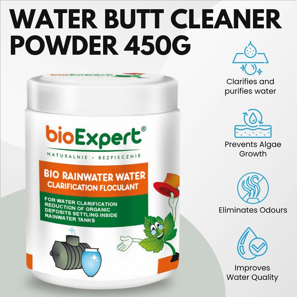 image 1 of Water Butt Kit with Tap, Diverter & Bio Cleaner – Rainwater Collector for Garden, Balcony & Terrace – Durable Plastic Water Storage Tank White | Water Cleaner