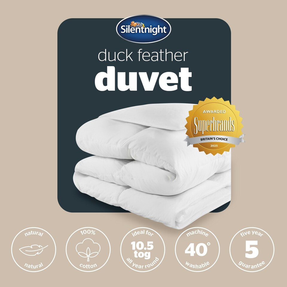 image 1 of Silentnight Naturals Duck Feather 10.5 Tog Duvet White | Double