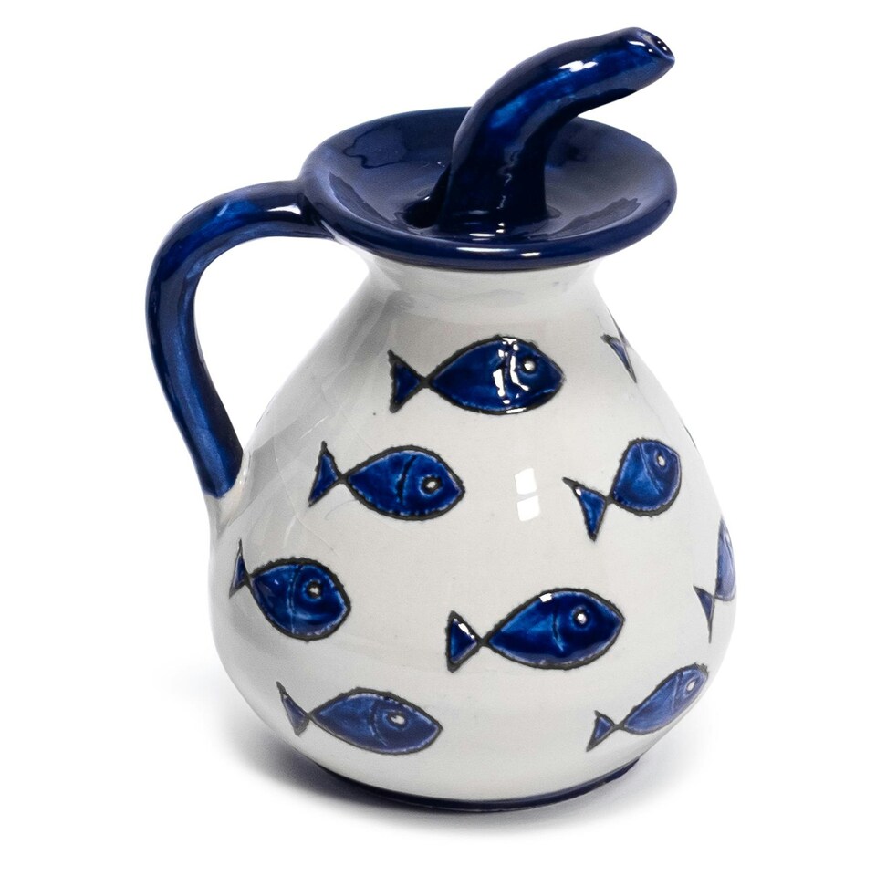 image 1 of Verano Spanish Ceramics Signature Fluted Dispenser - 16cm Blue Fish