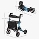 image 5 of HOMCOM Folding Rollator Walker with Seat, Backrest, Lightweight Walking Frame with Storage Bag, Dual Brakes, Adjustable Handle Height, Suspension System, 4 Wheeled Walker for Seniors, Blue