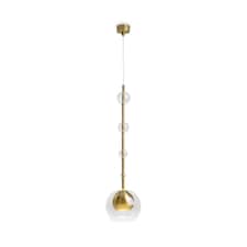 Ros Modern Dome Pendant Ceiling Light Brass 1xGU10 Glass Shade