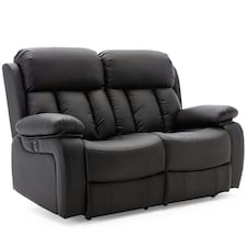 Chester 2 Seater Electric High Back Bonded Leather Recliner Sofa (Black)
