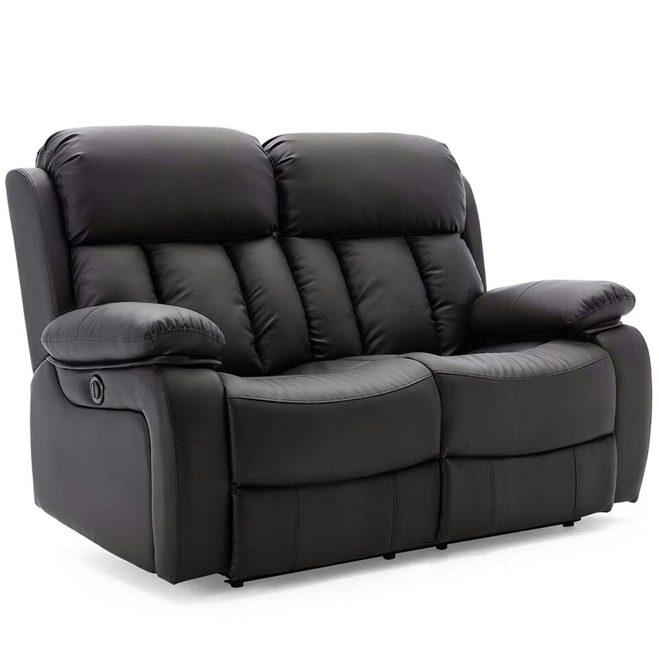 image 1 of Chester 2 Seater Electric High Back Bonded Leather Recliner Sofa (Black)
