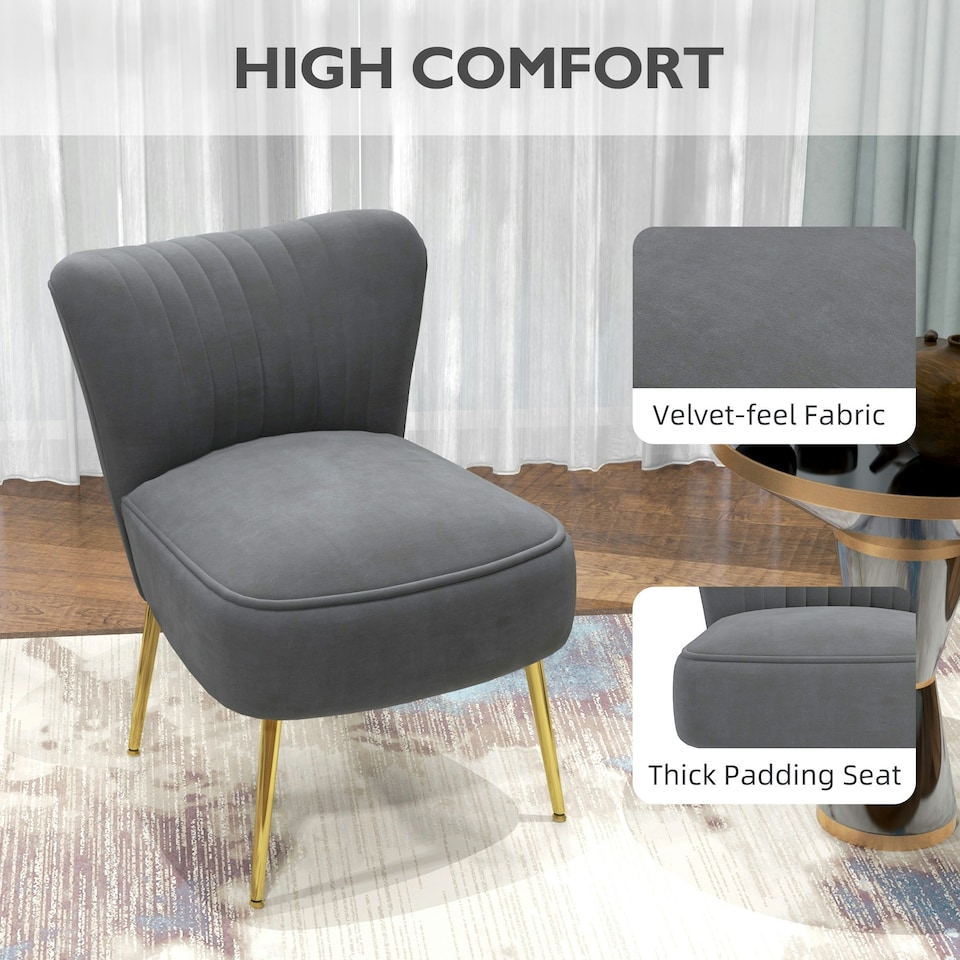 image 1 of HOMCOM Accent Chair Wingback Armless Chair for Bedroom Grey