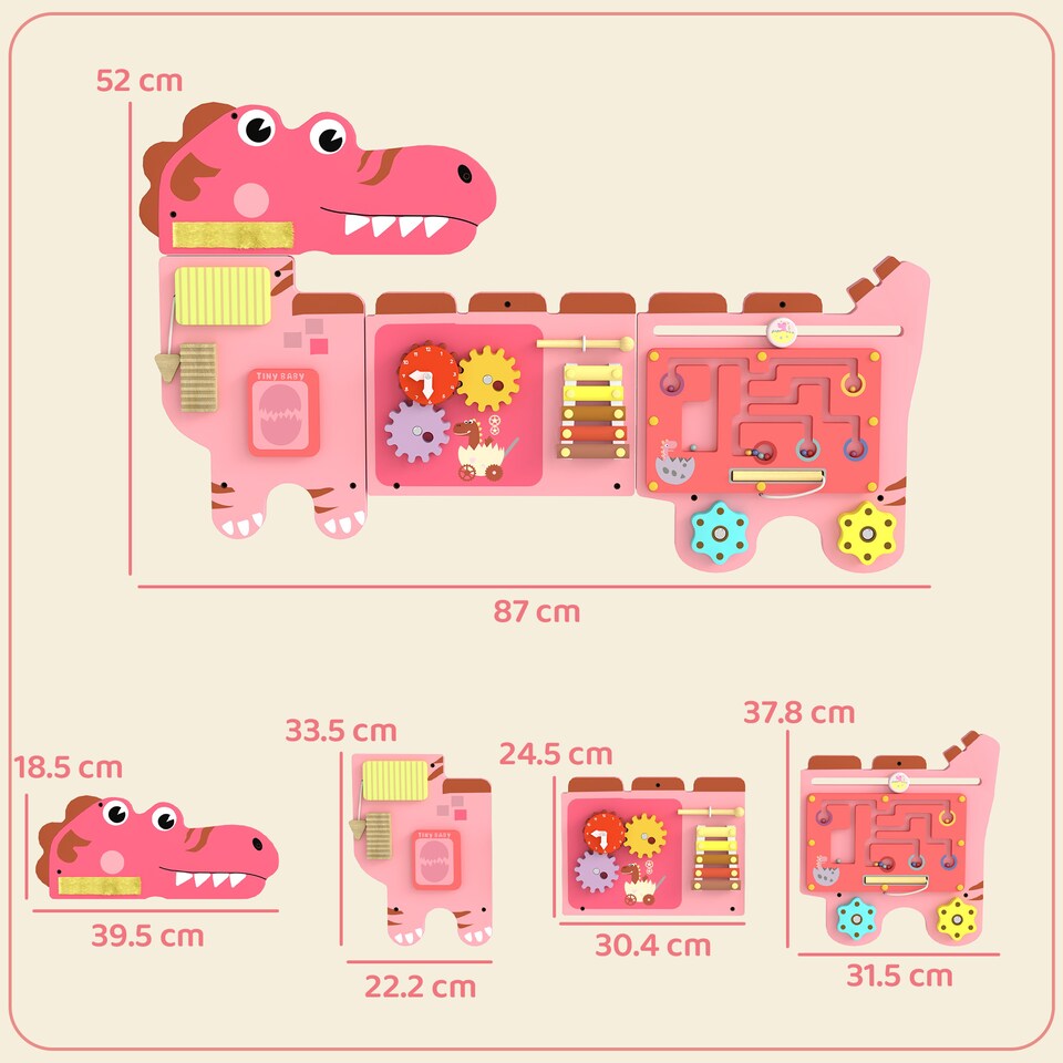 image 1 of AIYAPLAY Busy Board Panels Wall Mounted Dinosaur
