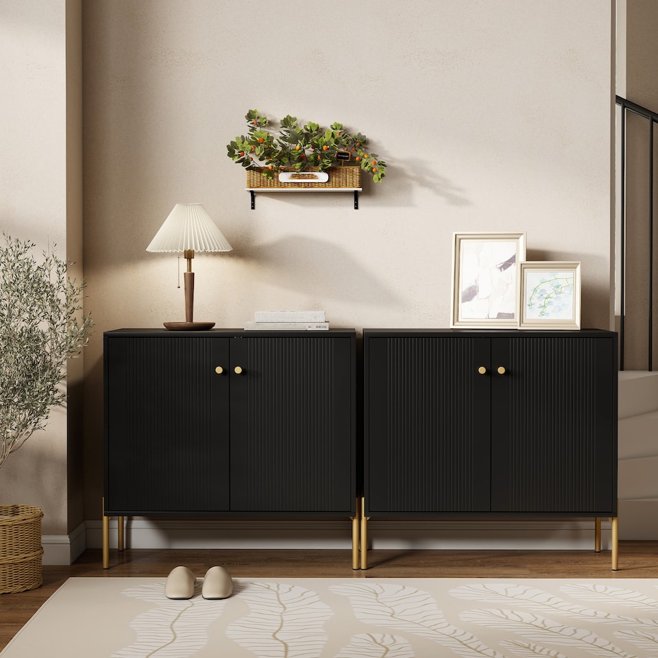 image 1 of HOMCOM Modern Sideboard Buffet Cabinet with Fluted Doors, Coffee Bar Cabinet