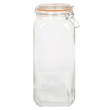 Argon Tableware Square Glass Jar with Clip-Top Lid - 2L