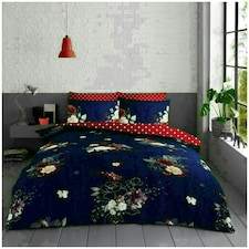 Eden Floral Printed Duvet Cover Set Reversible Polycotton Beddings Multi | King