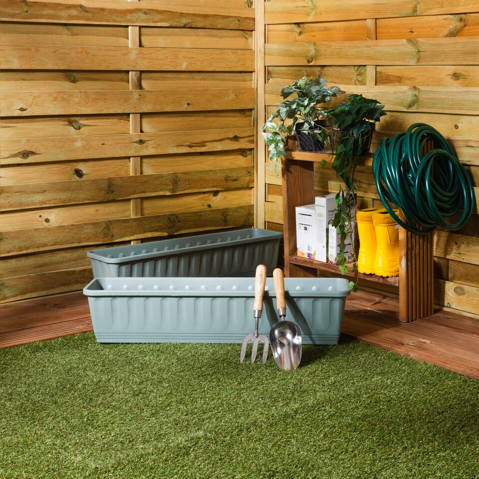 image 1 of Wham Etruscan 2 x 80cm Rectangular Plastic Garden Troughs | Green | Milieu Green