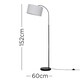 image 3 of ValueLights Modern Designer Style Black Curved Stem Floor Lamp With Grey Drum Shade
