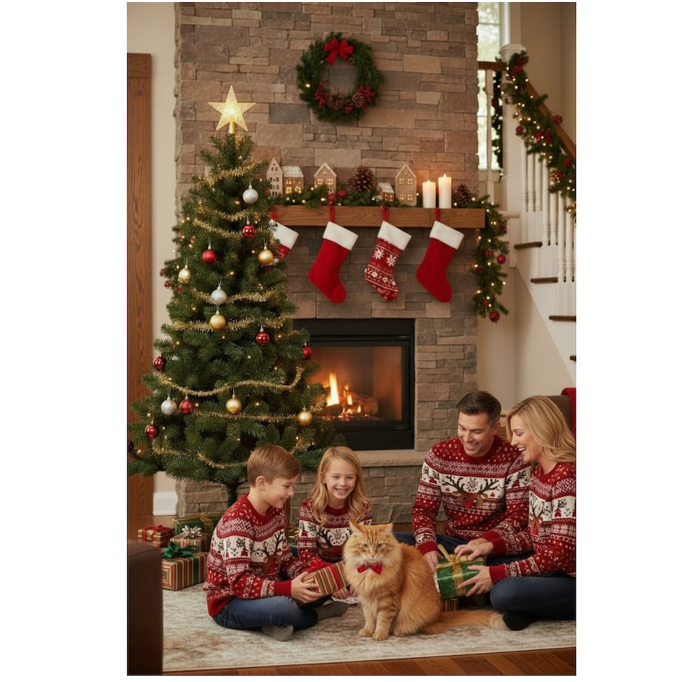 image 1 of Winter Fir Green Pre-Lit Artificial Christmas Tree - LED multi function lights - 7FT with 210 LED lights