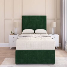 Sloomy Highbury Emerald Plush Divan Bed Base 4 Drawers With 54 Inch Floor Standing Headboard | Green | Emerald | Small Double | 1
