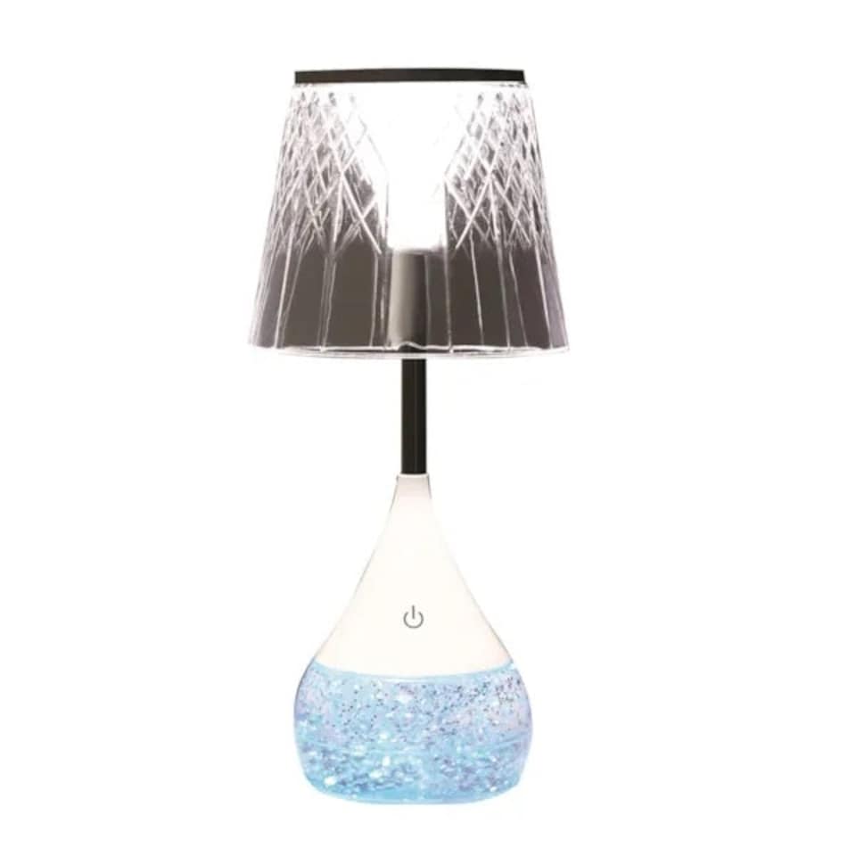 image 1 of Aromatize LED Colour Changing Etched Shade Glitter Lamp Multi