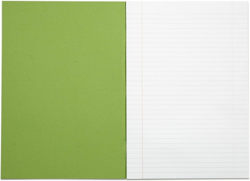 image 1 of Rhino 32 Page Blank & 12mm Lined Exercise Book Light Green A5+ 9 x 7 inches 10 Pack