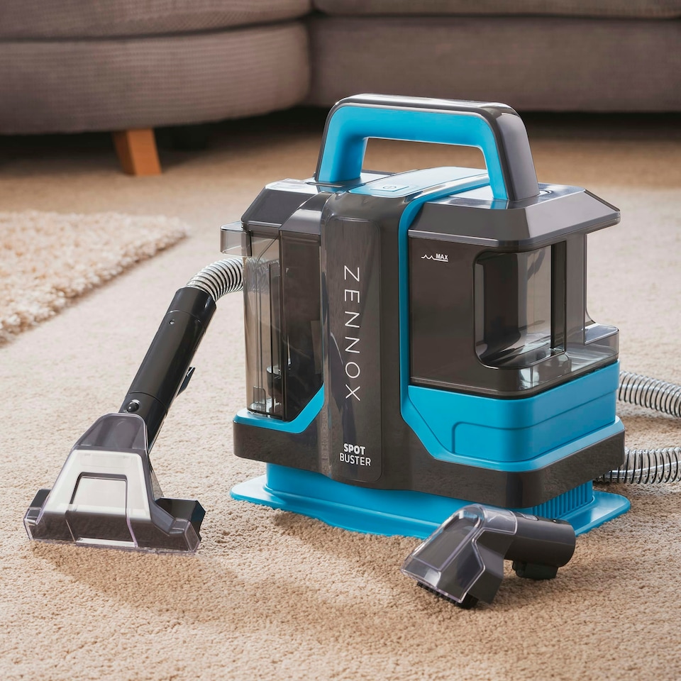 image 1 of Zennox SPOT BUSTER | 450W | Carpet Cleaner: Lifts Spills, Stains | Refreshes Upholstery | Grey/Turquoise