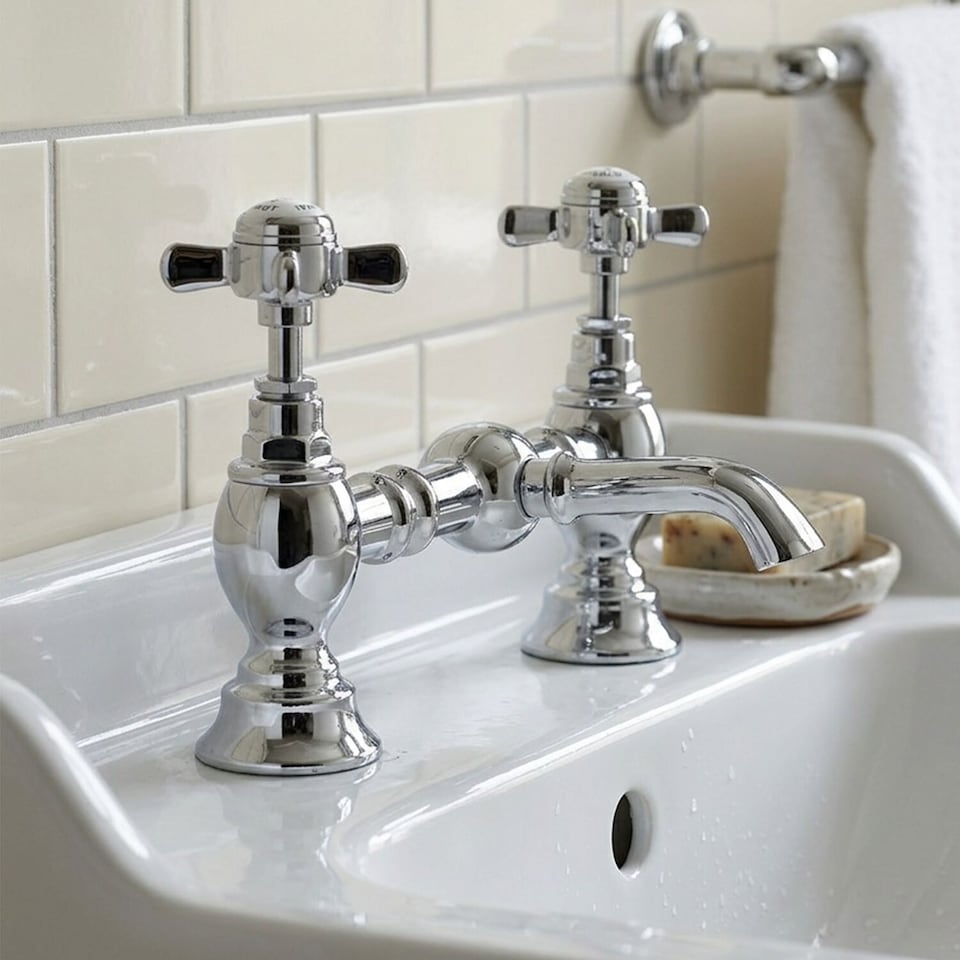 image 1 of Balterley Kingsey Traditional Crosshead Bridge 2 Tap Hole Mixer