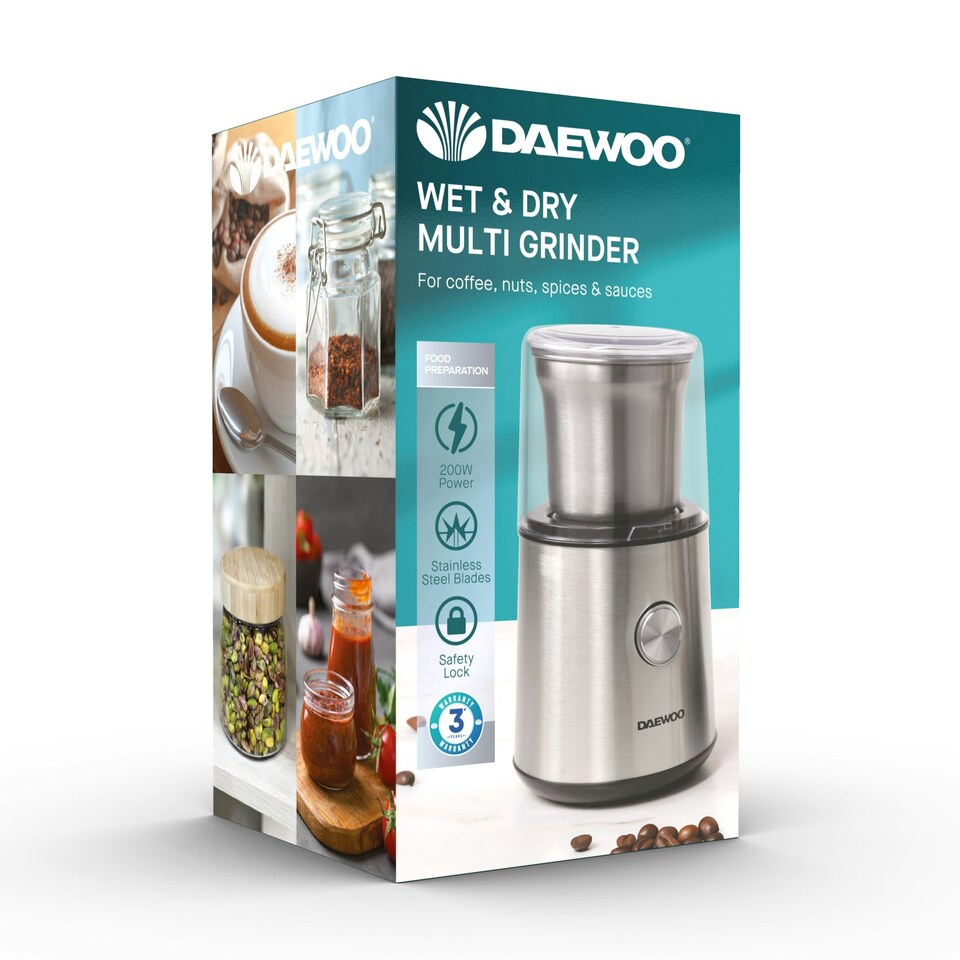 image 1 of Daewoo 200W Wet & Dry Coffee & Spice Mutli Grinder with Stainless Steel Blades
