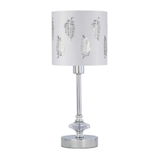 Chrome Jewelled Table Lamp with White Fern Shade Chrome | White