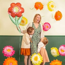 Vibrant Flowers Tissue Paper Decorations - Pack of 3