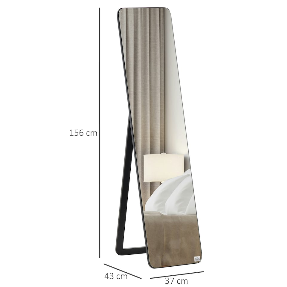 image 1 of HOMCOM Full Length Mirror Free Standing or Wall Mount Dressing Bedroom Black