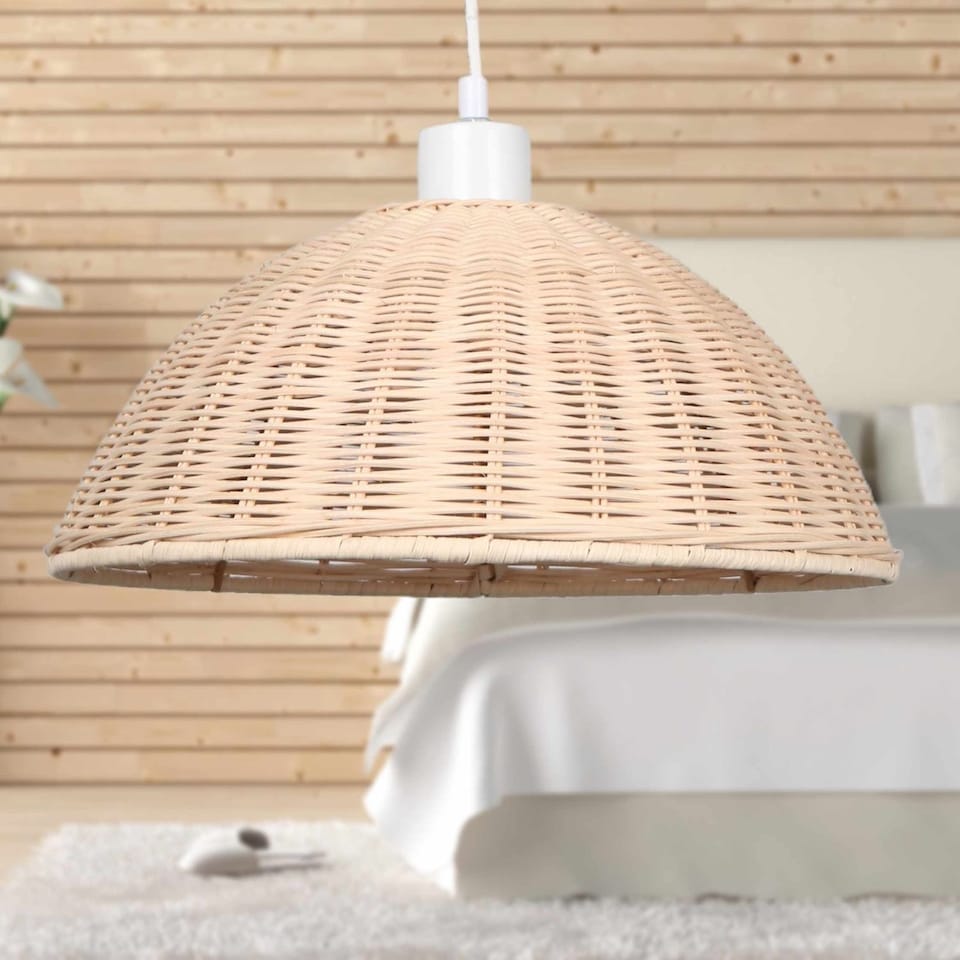 image 1 of Set of 2 Colette - Rattan Dome Pendant Lightshades | Cream | Large | 2