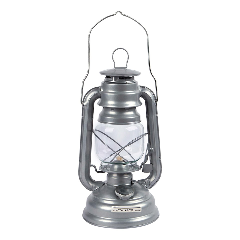 image 1 of Redwood Metal Paraffin Hurricane Lantern - 25cm - Silver