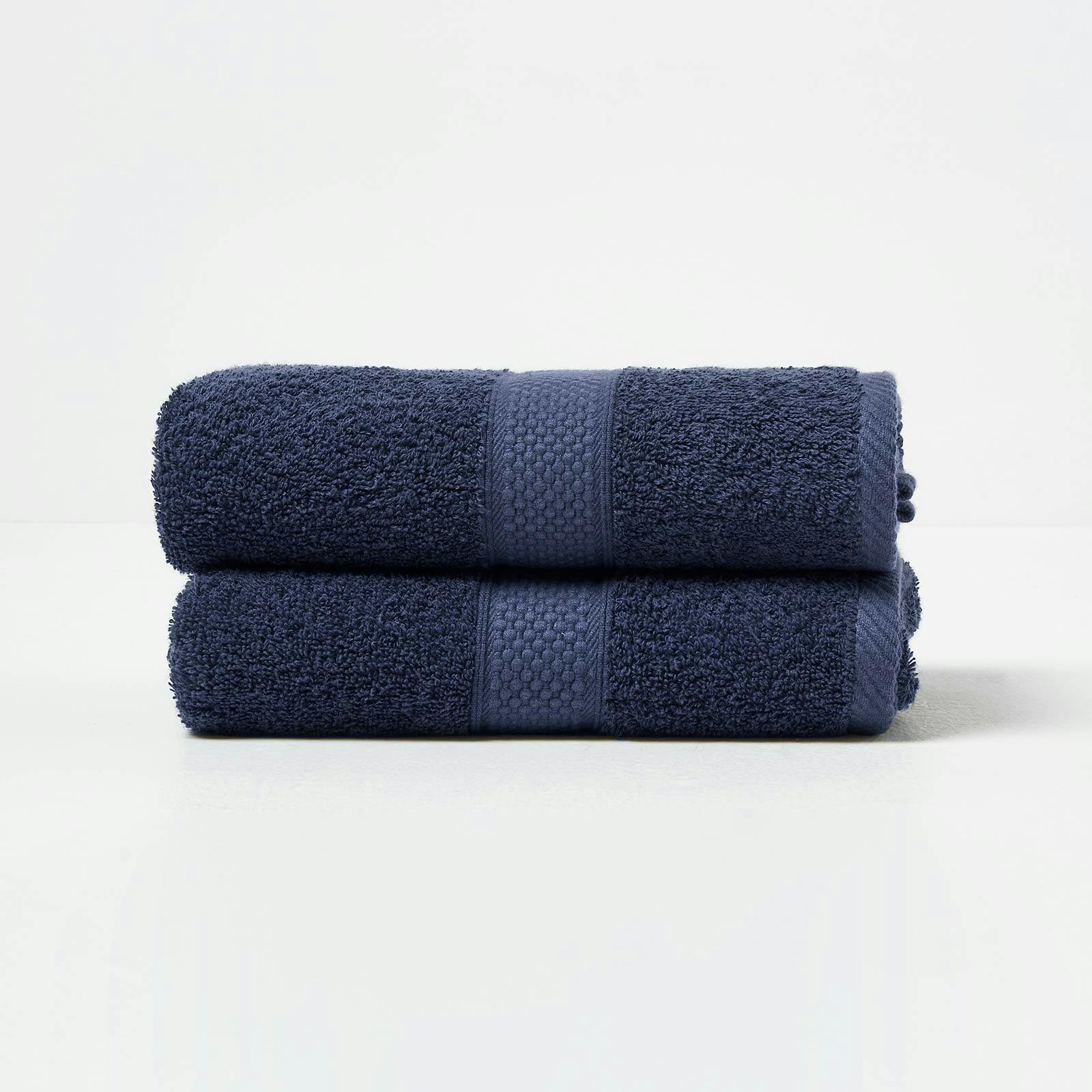 Homescapes Turkish Cotton Hand Towel Set of 2 - Navy Blue | Blue | Hand towel | 2