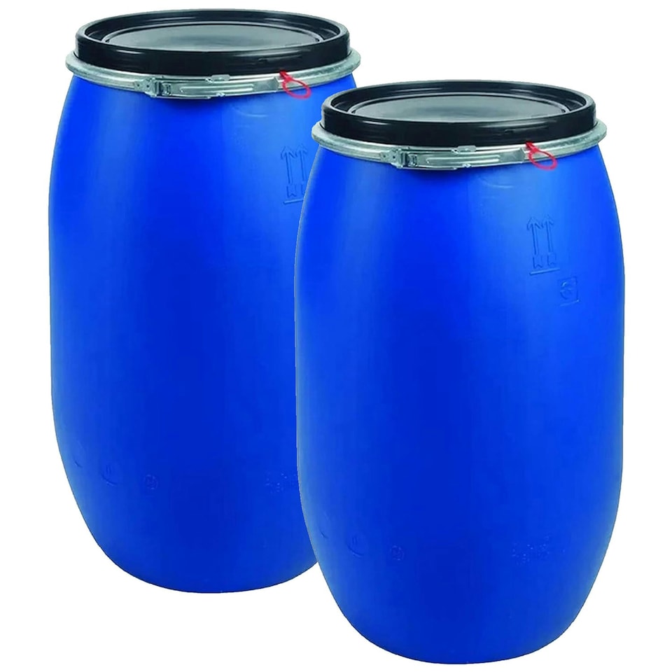 image 1 of 1 x 220 Litre Air Tight Food Grade Blue Open Top Keg Barrel With Ring Latch Blue
