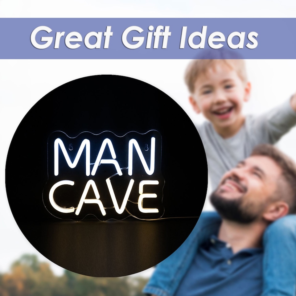 image 1 of Man Cave Neon Sign, USB Powered, Best Dad Ever Gift