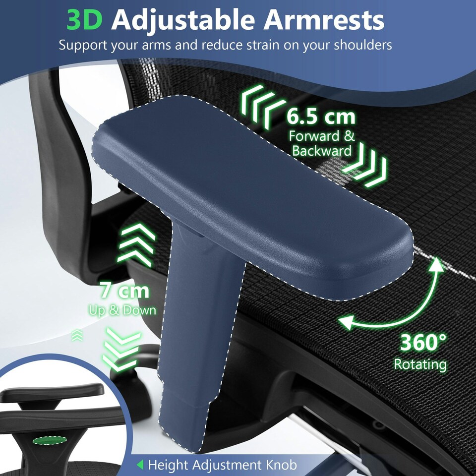 image 1 of COSTWAY Ergonomic Office Chair Swivel Computer Chair Black