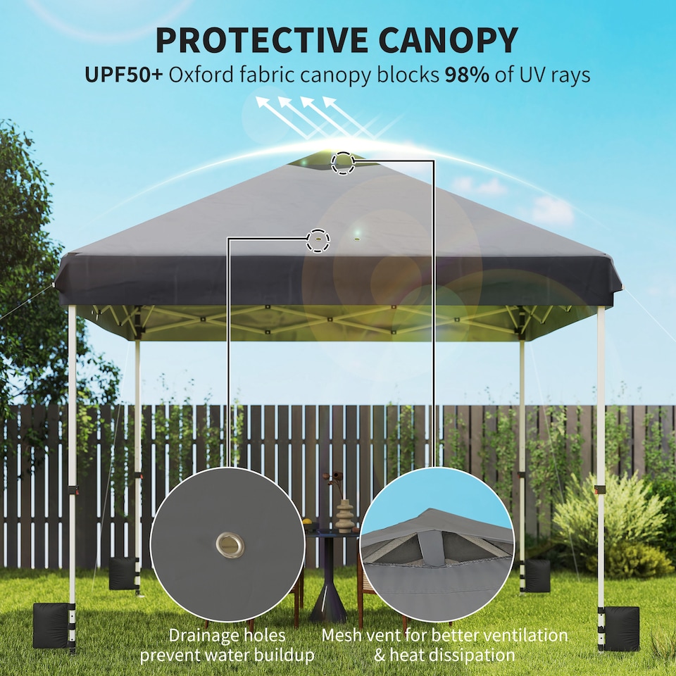 image 1 of Outsunny 3x3 m Pop Up Gazebo w/ Wheels, One-Touch Party Tent, Dark Grey | Grey | Dark Grey | 300 x 300 x 273 cm