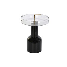 Side table DKD Home Decor Crystal Black Transparent Iron 41 x 41 x 57 cm N/A