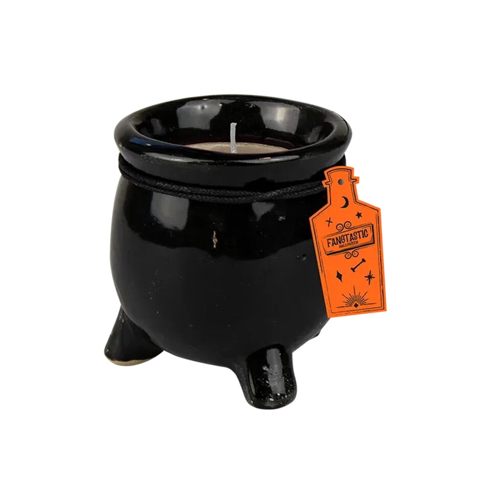 image 1 of Halloween White Cauldron Fragranced Candle 8cm