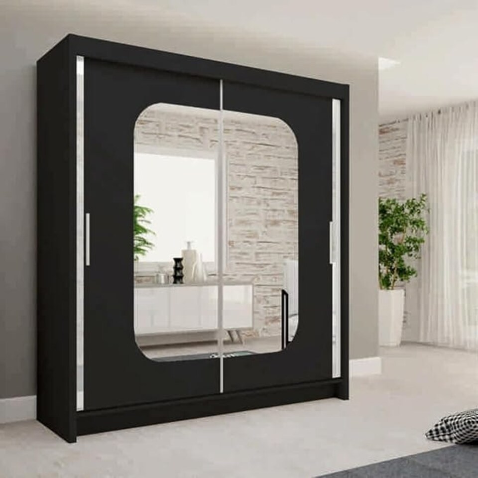 image 1 of Modern Sliding Wardrobe 120/150/180/203cm White/Black/Grey/Oak Black | 180cm