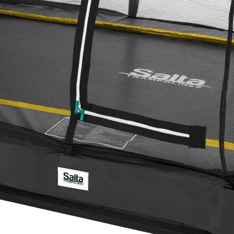 image 1 of 10ft x 7ft Salta Black Comfort Edition Inground Rectangular Trampoline with Enclosure