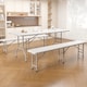 image 8 of 6ft Folding Table and benches heavy duty Indoor and Outdoor use Garden Camping Event Table White | White | White