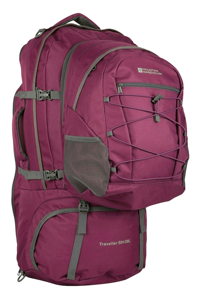 image 1 of Mountain Warehouse Unisex Traveller 60 + 20L Rucksack Durable Sports Backpack | Purple | Purple