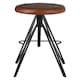 image 4 of Interiors by Premier Stylish Round Leather Stool, Comfortable Leather Upholstered Bar Stool, Sturdy Metal Kitchen Stool Brown