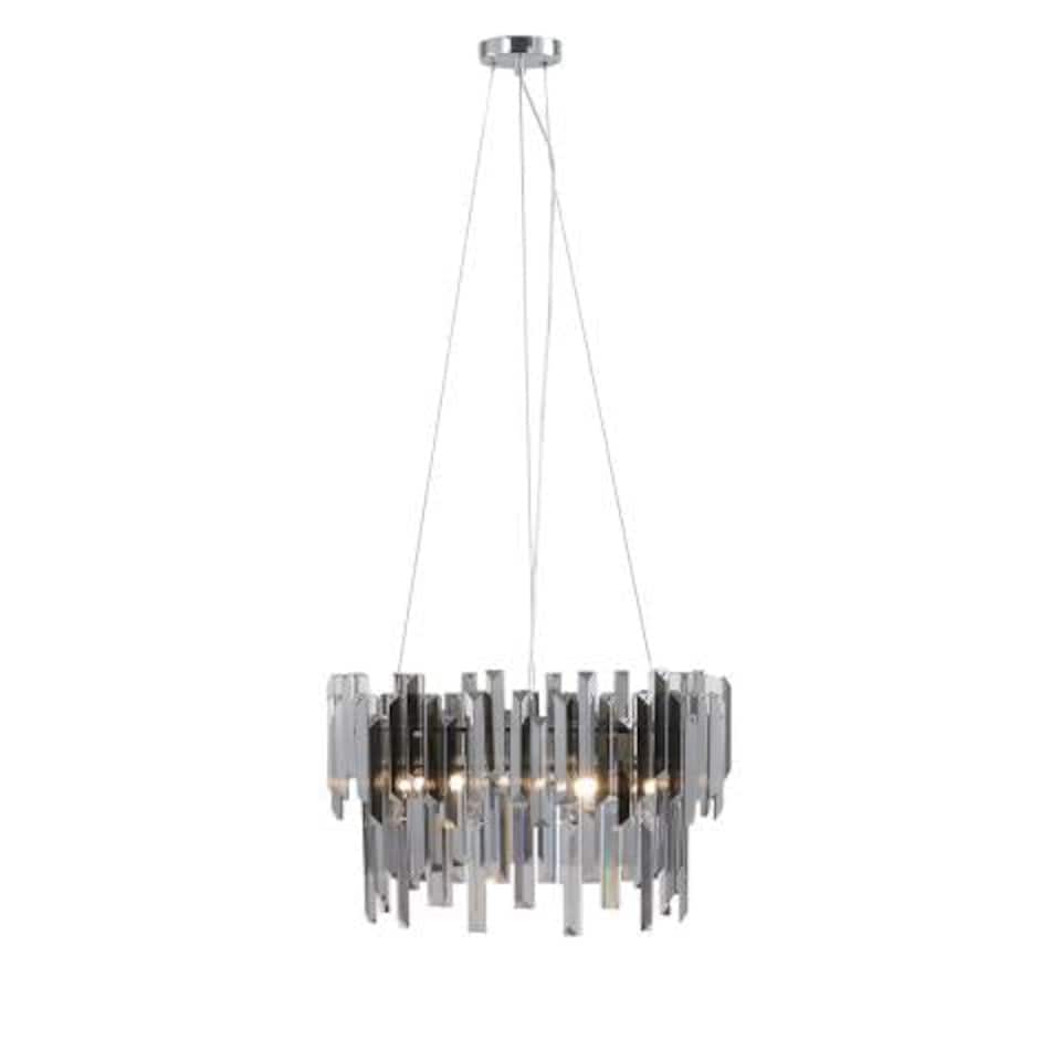 image 1 of Onega 3-Light Chrome Smoked Glass Pendant Ceiling Light