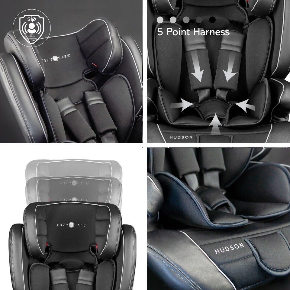 image 1 of Cozy N Safe Hudson Car Seat Group 1/2/3 9-36kg, ISOFix & Top Tether, 25kg Harness, Forward Facing High Back Booster, Side Impact Protection, Adjustable Headrest, 9 Months to 12 Years