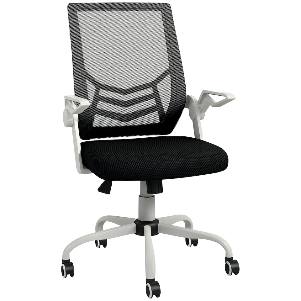 image 1 of Vinsetto Mesh Swivel Office Chair w/ Lumbar Support, Black and White