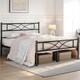 image 1 of Yaheetech 4ft6 Metal Platform Bed Frame with Headboard Black