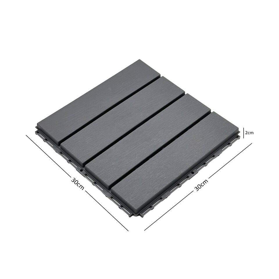 image 1 of Pack of 12 Polydeck PVC Decking Tiles - Grey