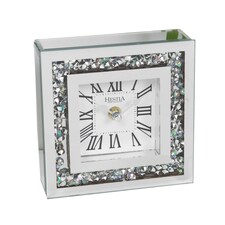 Hestia Crystal Border Mantel Clock Silver