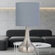 image 5 of Set of 2 Romana - Brushed Chrome Touch Operated Table Lamps Bedside Lights Grey Cotton Shade Silver | Grey
