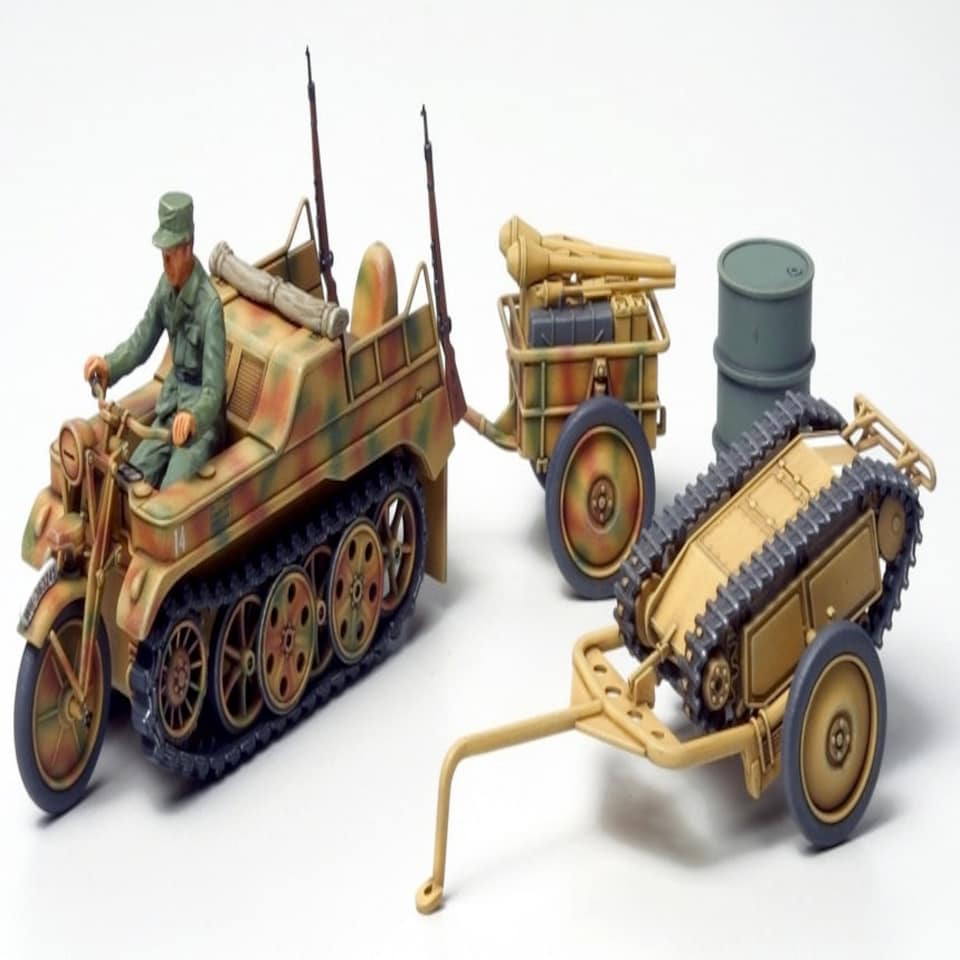 Tamiya German Kettenkraftrad w/Cart & Goliath (1:48 Scale)